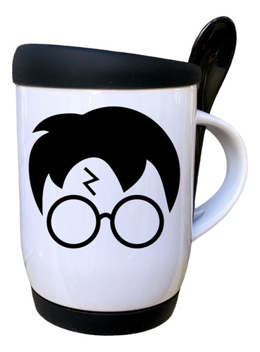 Taza Con Cuchara Reliquias De La Muerte Harry Potter 320ml Negro Harry Potter