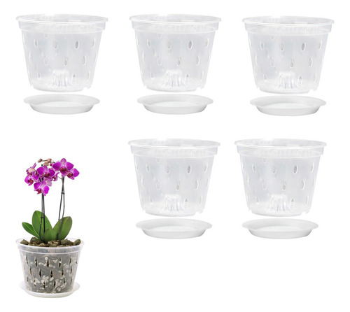 Macetas Transparentes En U Para Orquídeas Plast 5004, 5 Unid