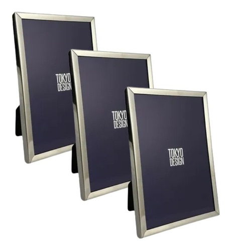 Kit 3 Porta Retratos Aço Inox 10x15 Rose/preto/prata/gold