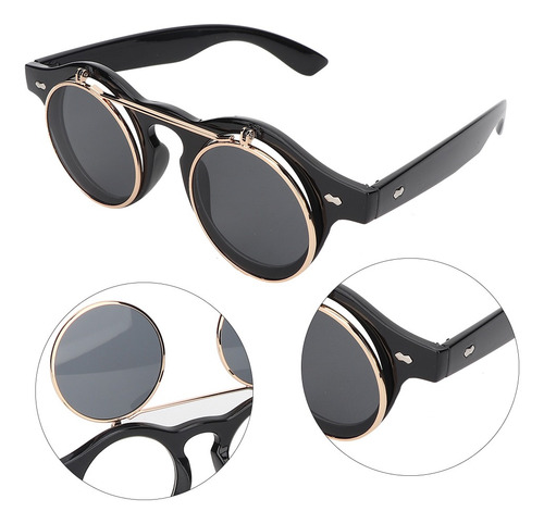 Gafas De Sol Con Montura Redonda, Estilo Punk Y Vintage
