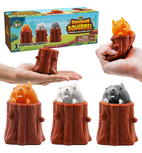 Yoya Toys Squeezepops Squirrel In Log Squeeze Toy  Squi...