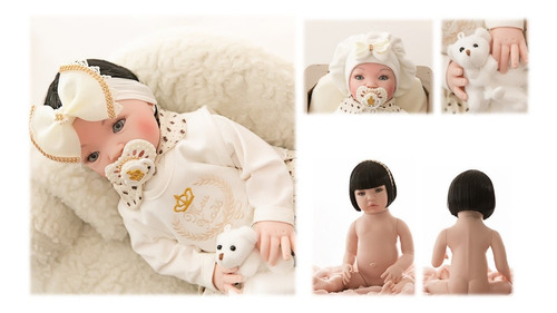Imagem 4 de 9 de 2 Bebês 100% Silicone Princesa Morena Creme E Loira Rosa