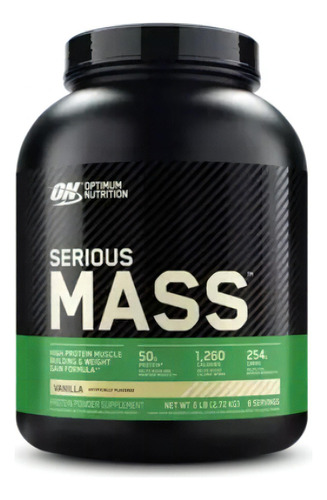 Suplemento en polvo Optimum Nutrition  Mass Serious Mass carbohidratos sabor vainilla en pote de 2.72kg