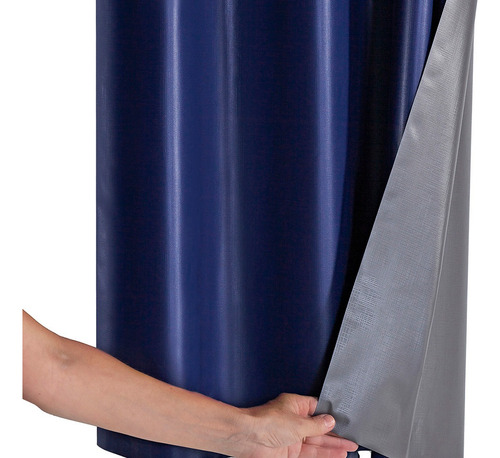 Cortina Blackout Pvc Corta Luz Voil Xadrez 2,8 X 1,6 Marinho