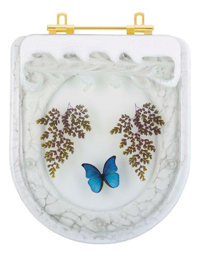 Tampa Vaso Resina Com Borboleta Carrara P/ Deca Ferr Dourada