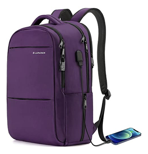 Mochila Lapacker Impermeable P/laptop 17 In. P/mujer Morada