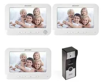 Comprar Kit Portero Visor Hikvision Lcd 7 Hd 3 Pantallas Visores + Frente Camara 720p Calidad