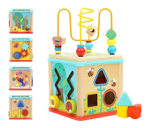 Juego Didáctico Cubo Jardín 5 En 1 Motricidad Topbright Color Multicolor