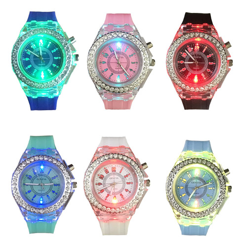 Cdybox Silicone Bling Watch Led Luminosas Luces De Colores R