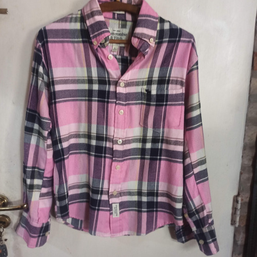 Camisa Abercrombie Fitch Muscle Cuadros Escosesa Rosa Azul B