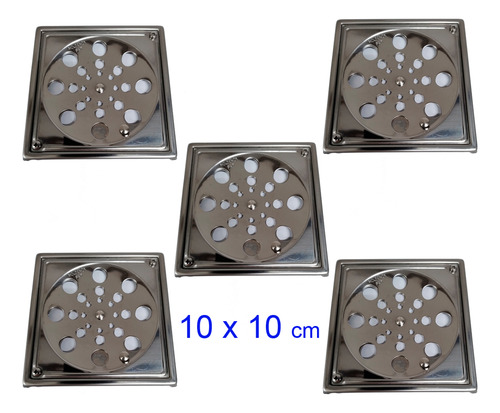 5 X Moldenox Grelha/ralo 10x10 Cm 100% Inox C/caixilho
