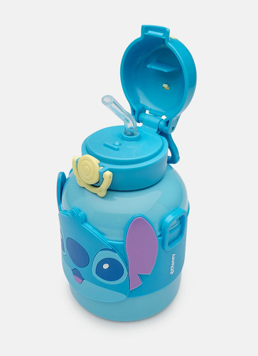 Garrafa Térmica Com Canudo Stitch Puket Azul
