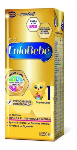 Leche de fórmula líquida Mead Johnson EnfaBebé 1 en brick de 1 de 200mL - 0  a 6 meses