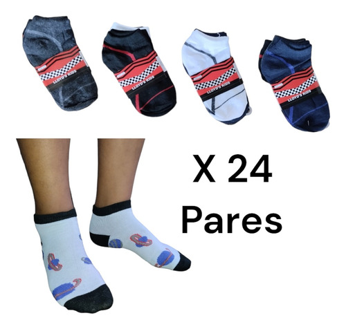 24 Pares De Medias Tobilleras Para Niños 24 Unidades 