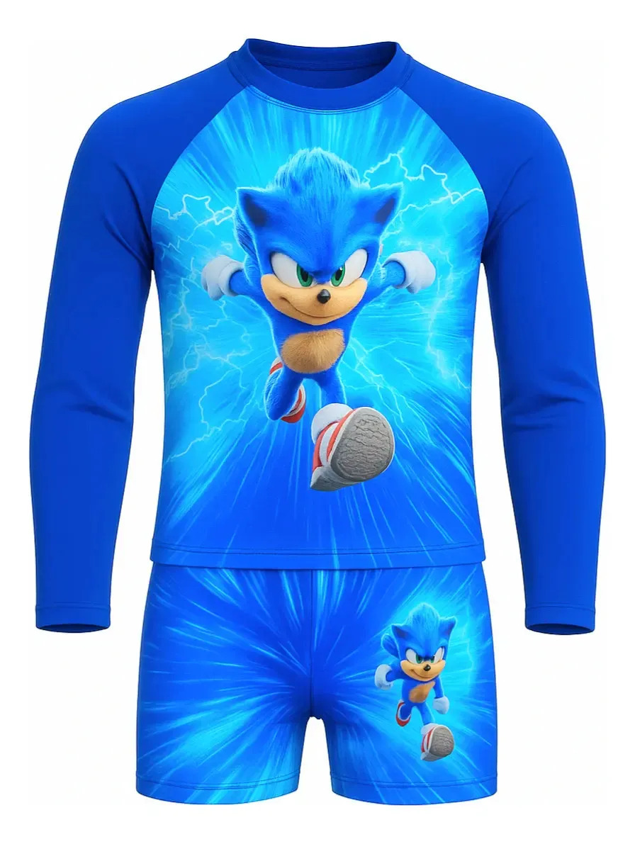 Blusa Proteção Solar Uv50 + Sunga Infantil Fpu50 Herois Cor Azul-marinho Tamanho 3