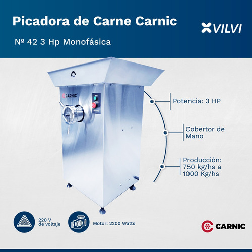Picadora De Carne Industrial Carnic N°42 3hp Motoreductor Mn