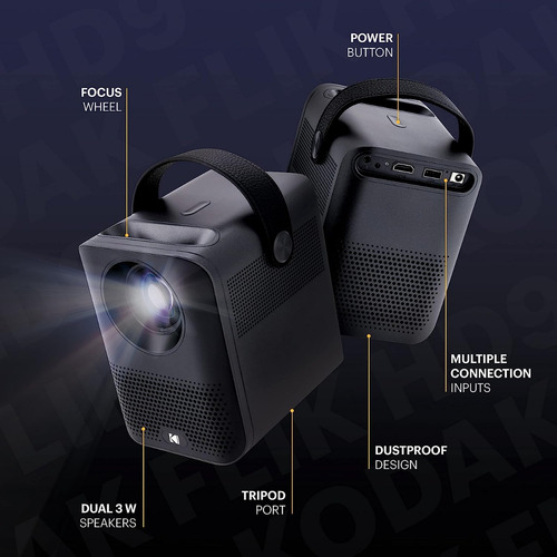 Kodak Flik Hd9 Proyector Inteligente Con Android Tv Color Negro