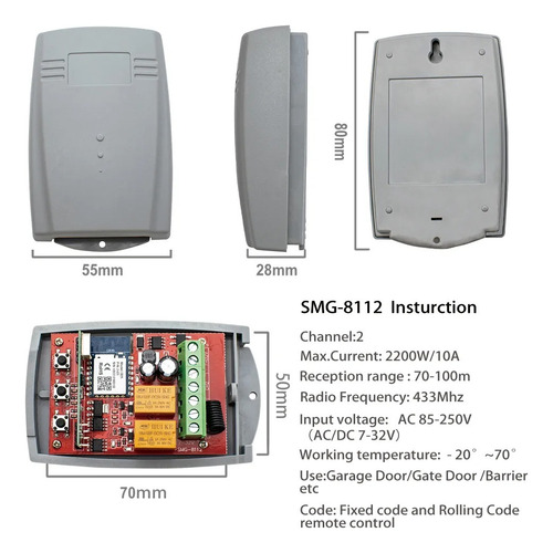Receptor Wifi/rf Dos Canales 110/220 Vac Puertas Automaticas
