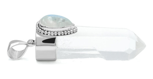 Dije De Cristal De Cuarzo Y Piedra Luna Arcoíris