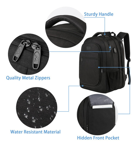 Mochila Matein Para Portátil Ampliable De Viaje De 15,6 PuLG