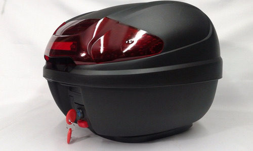 Imagen 4 de 8 de Baul Topcase Moto Plástico Negro Reforz 42l+ Kit Instalacion