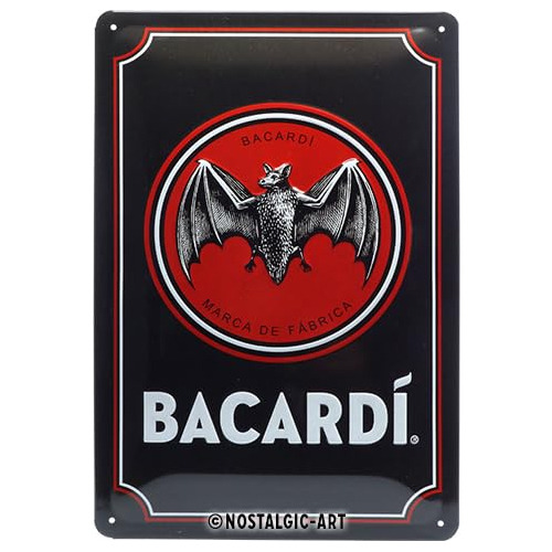 Cartel De Chapa Retro, Bacardí ?? Logo Negro ?? Id...