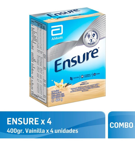 Combo Ensure Polvo Multivitaminico Vainilla Abbott 4 X 400gr