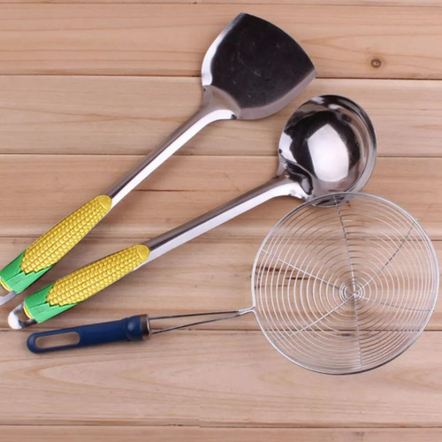Set 5 Utensilios De Cocina Colador Cuchara Espatula Escurrir Plata