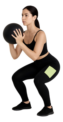 Conjunto Top E Calça Legging Levanta Empina Bumbum Academia Preto/bolso Verde Lisa M - 36/38