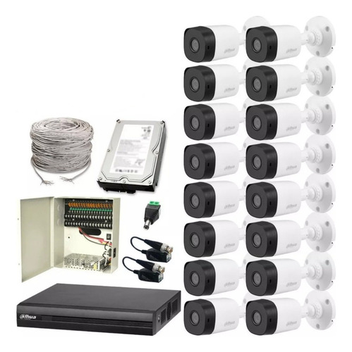 Dahua & Cronos Kit De Seguridad Cctv Dvr 16 Canales 1080p Lite 2mp 16 Cámaras Bala + Hdd 3tb Fácil Instalación Protección Exterior Ip67 Máxima Seguridad