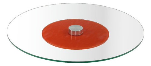 Prato Giratório Vidro Temperado Color Base Vermelha 60cmx8mm