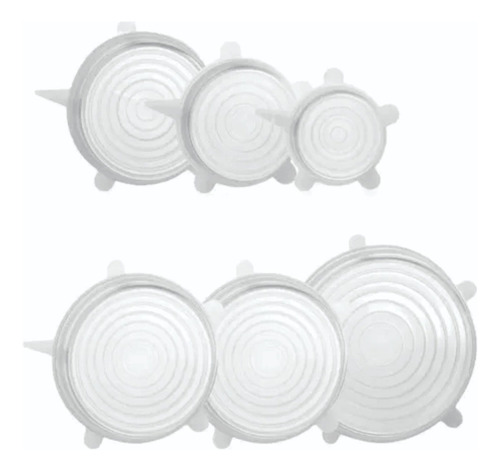 Tapas De Silicona Elásticas Flexible Reutilizable X6 Transpa