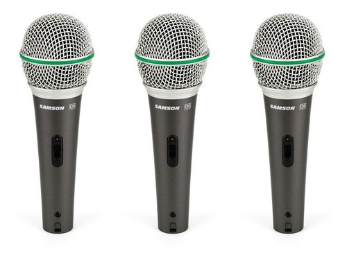 Set De 3 Micrófonos Dinámicos Samson Q6 Cardioide Q-6cl3p Color Negro