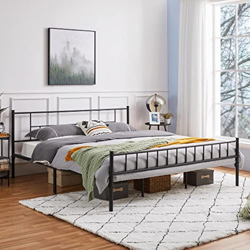 Base De Cama King Size Negro Yaheetech
