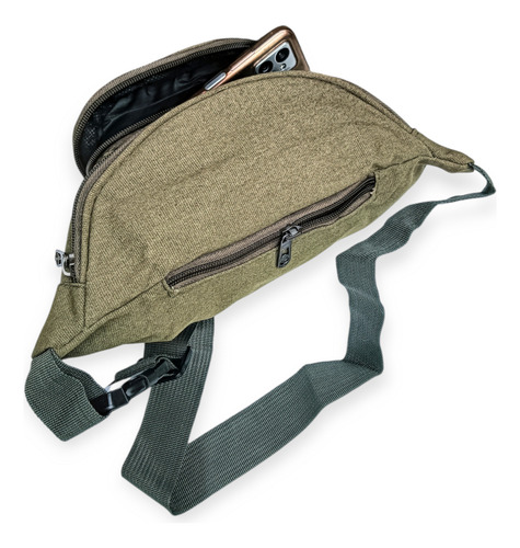 Morral Riñonera Bandolera Cruzada Lona Rústica Hombre/mujer Riñonera Verde Muzgo Rústico