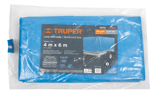 Lona De Polietileno Reforzada 4 X 6 M, Azul, 180g/m2, Truper