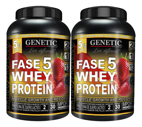 Rápido Crecimiento Muscular Magro Súper Proteína F5 Genetic Sabor Frutilla