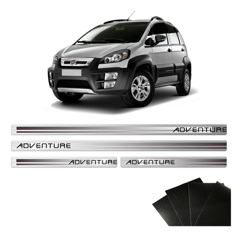 Kit Soleira Prata Fiat Idea Adventure Com Protetor De Porta