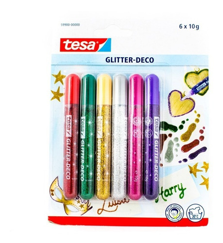 Pegante Glitter Deco 10gr X 6und Tesa