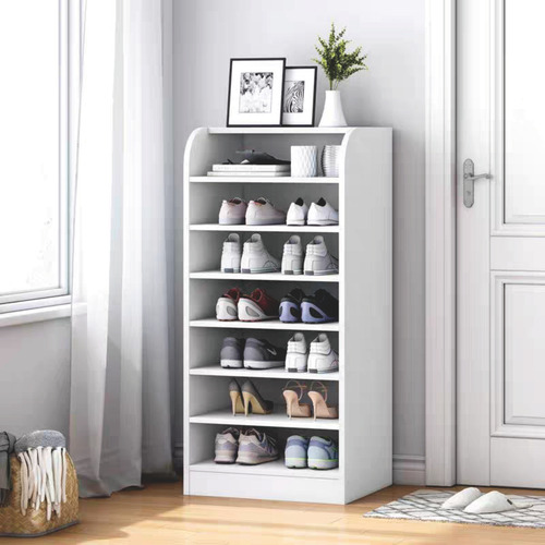 Zapatero Blanco De Madera De 8 Niveles Diseño Minimalista Color Color Sándalo
