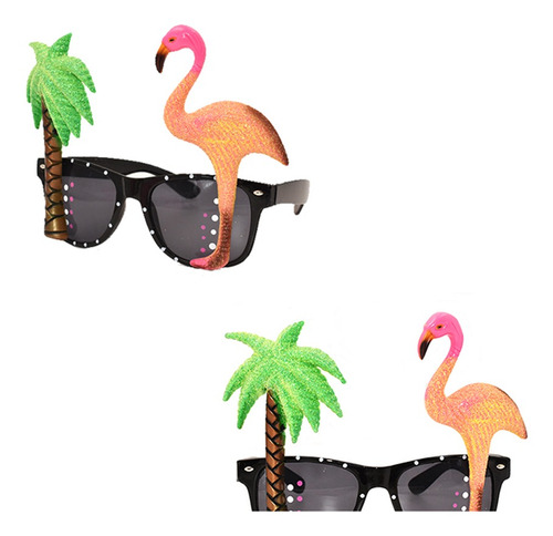 Imagen 5 de 8 de Novedad Gafas Redonda Tropical Flamenco Fiesta Gafas De Sol