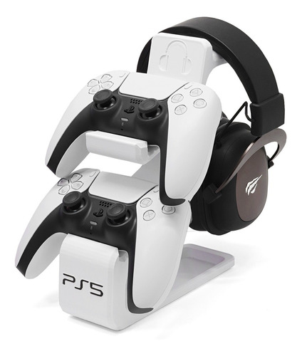 Suporte Para 2 Controles De Playstation 5 E Headset Branco