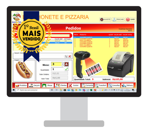 Sistema Controle De Comandas, Mesas, Pizzarias, Bares, Food