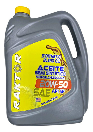 Aceite Raktor Semisintético 20w50 4.75 Lts Motor A Gasolina