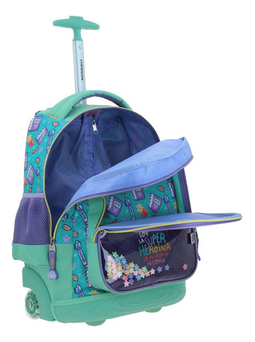 Mochila Happy Girl Vania Bachur Josed Primaria Con Carro Vb70416-t Color Turquesa Diseño De La Tela Vania Vachur