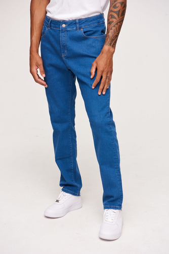 Jean Corte Slim Fit Con Spandex Color Azul London Hombre Pro