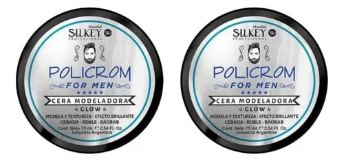 Silkey Barberia - Cera Glow Modeladora Brillante 75 Ml X 2 U