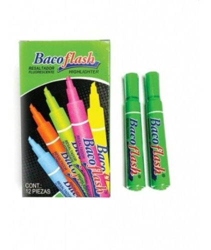 Resaltador Baco Bacoflash 99358 Verde Plegadiza Con 12 Pz /v