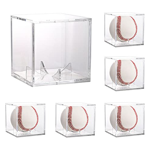 Tebery 6 Pack Acrylic Cube Baseball Holder, Uv Protected Bas