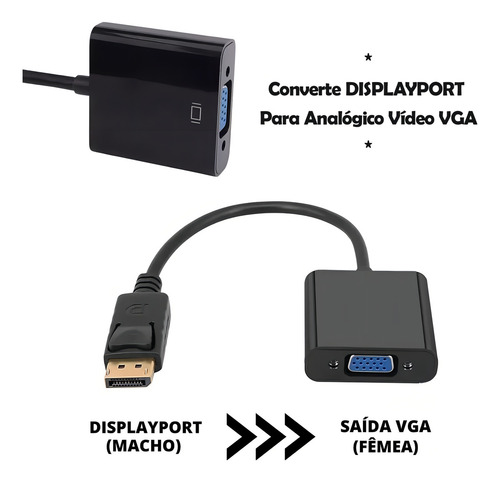 Cable adaptador de convertidor de vídeo analógico Displayport P/ Vga